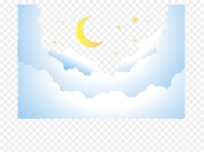 夜晚空中的云朵月亮