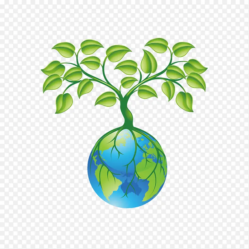 矢量地球和植物