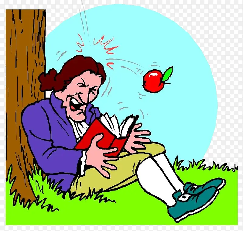 卡通牛顿和苹果