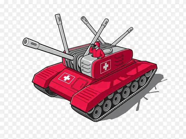 红色多炮筒坦克