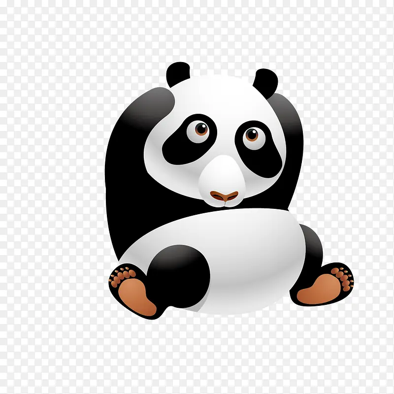矢量卡通黑白可爱大熊猫