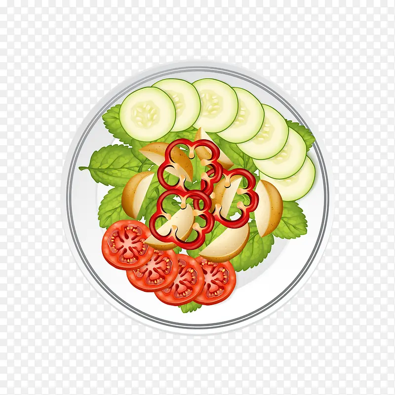 卡通西红柿蔬菜沙拉