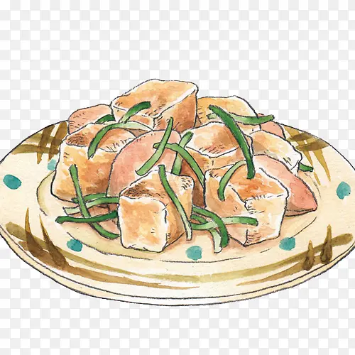 炒豆腐手绘画素材图片