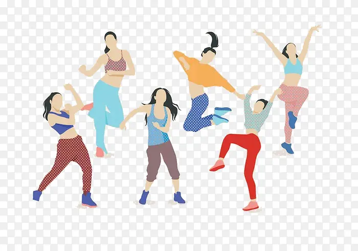 卡通女人跳舞运动