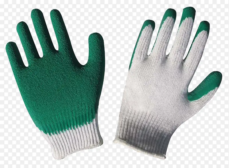 白绿配色针织手套