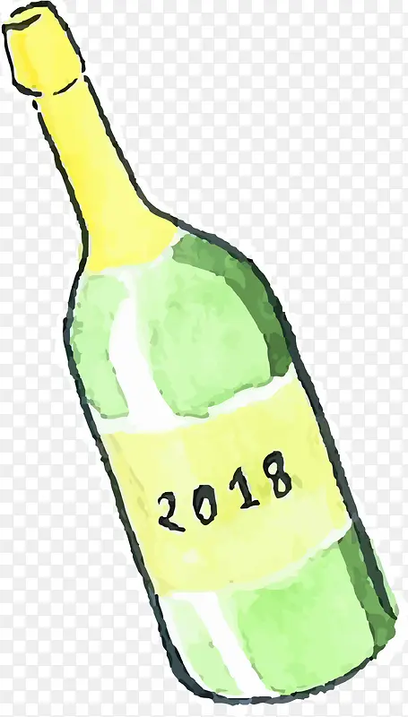 水彩香槟新年聚会物品