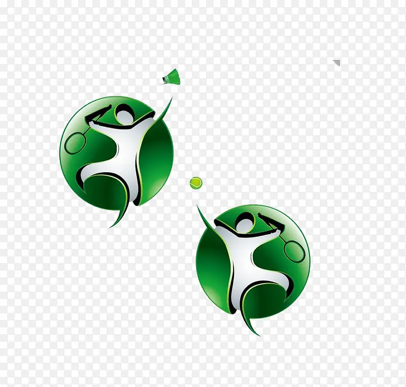 运动风绿色活力羽毛球标徽