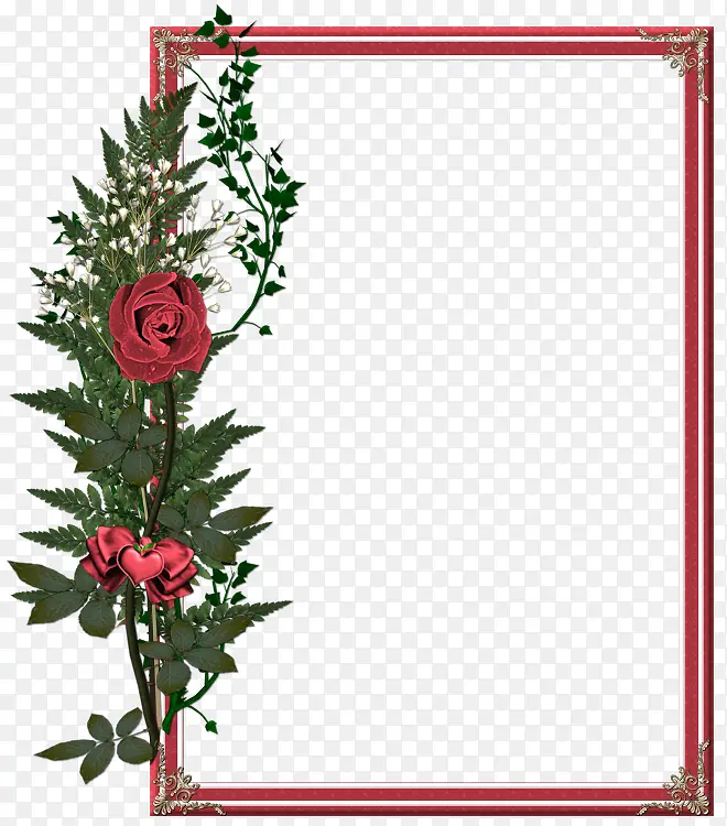 红色玫瑰花装饰简约边框