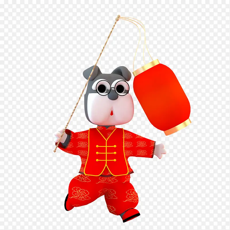 拿着灯笼的生肖狗