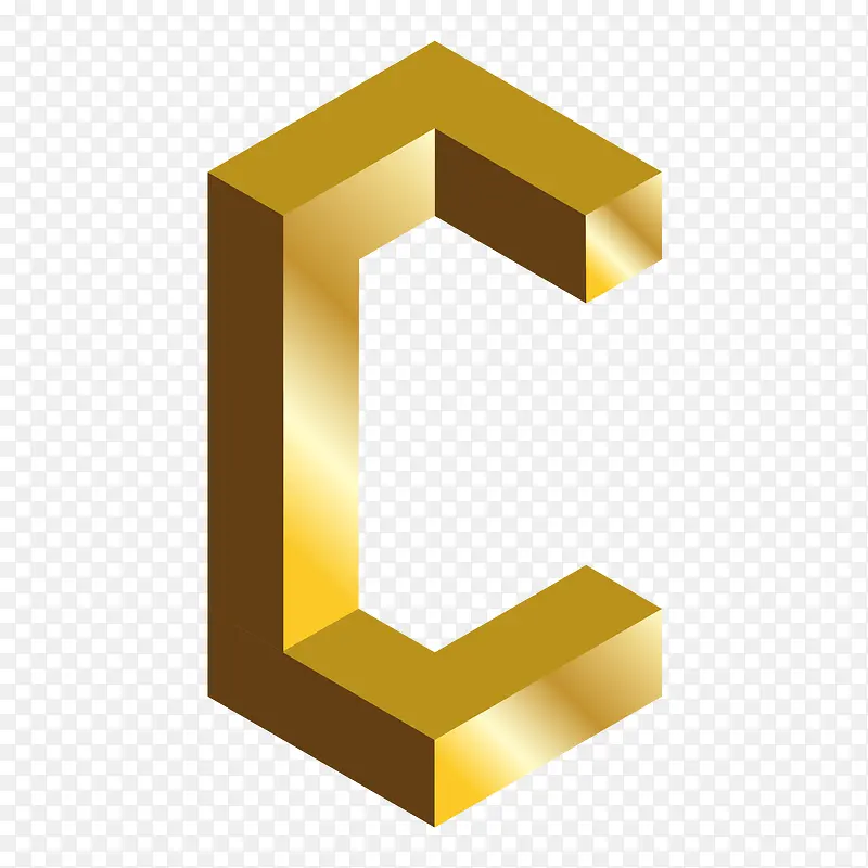 金色c4d英文字母C立体艺术字