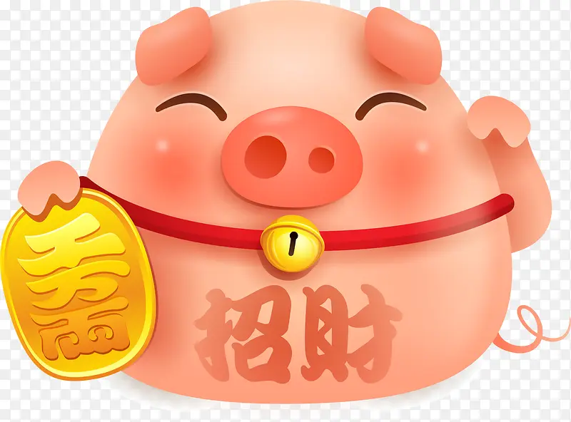 C4D卡通招财猪形象装饰图案