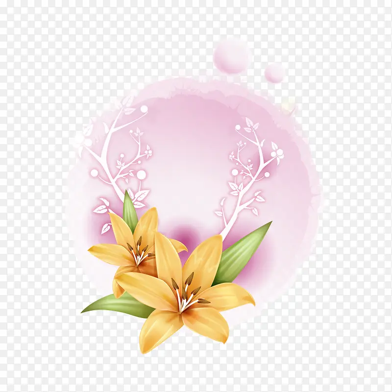 紫色底色黄花艺术背景图