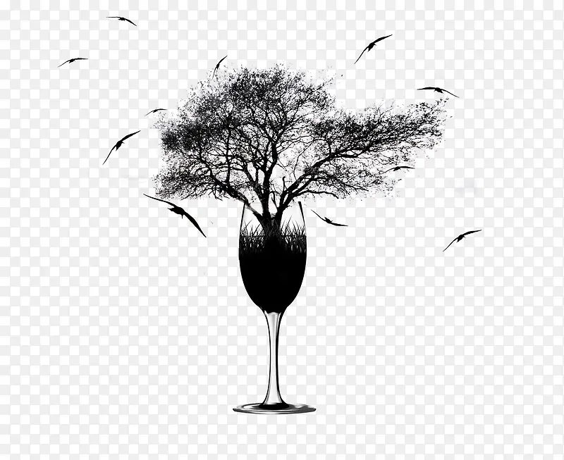 酒杯里的枯木