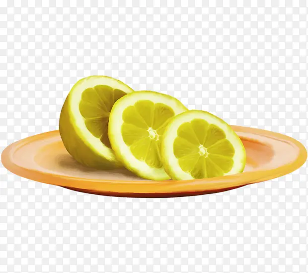装一盘柠檬的橙色餐盘