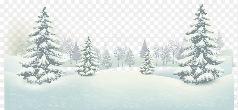 冰天雪地绿色圣诞树
