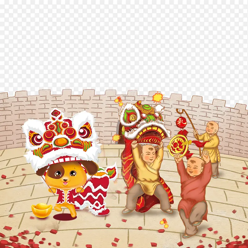 春节舞狮子素材下载PNG图片素材下载_图片编号qvxxmlxq-免抠素材网