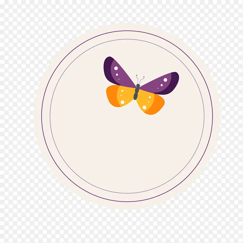 彩色蝴蝶圆形标签