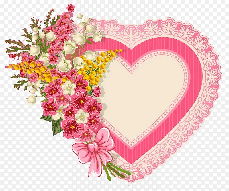 粉色爱心花朵装饰