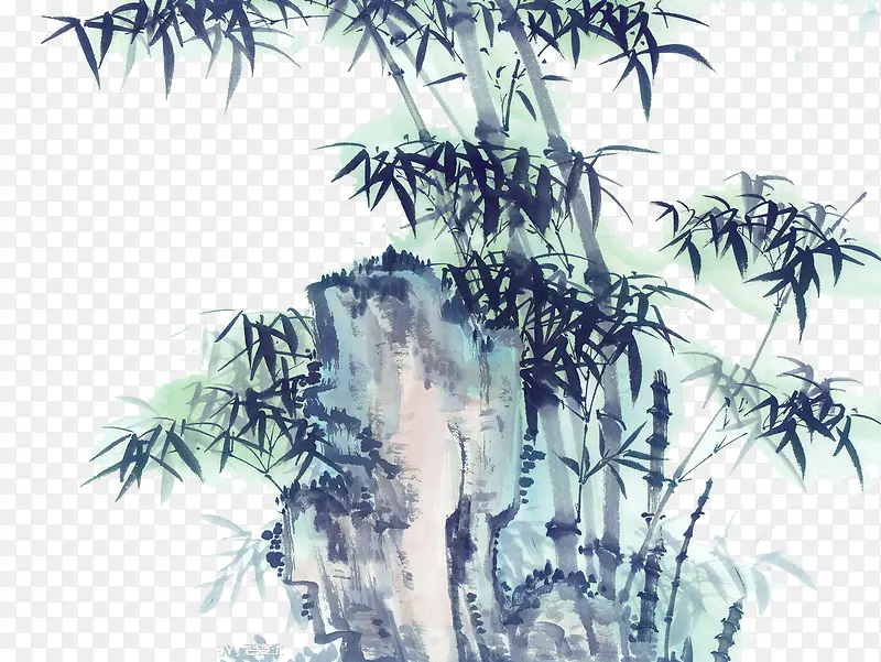 国画青竹山石PNG图片素材下载_图片编号ygxxzjoq-免抠素材网
