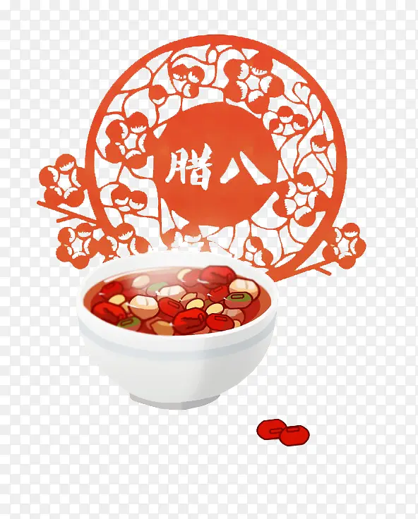 腊八图案剪纸和腊八粥