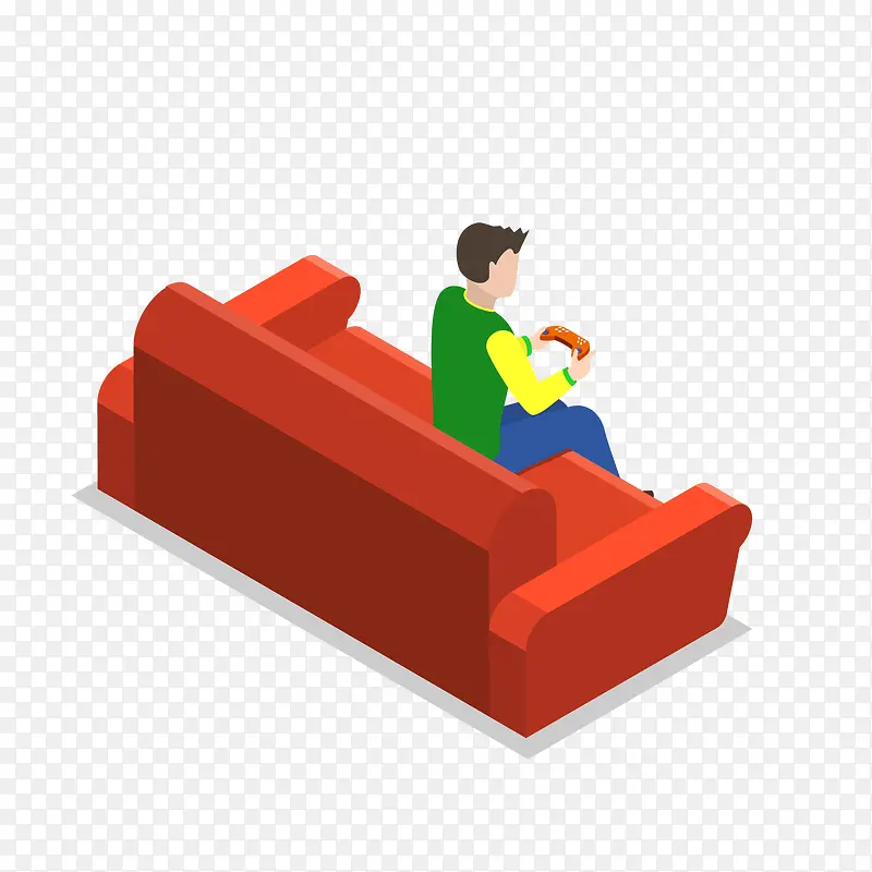 坐在沙发上打游戏的人物设计