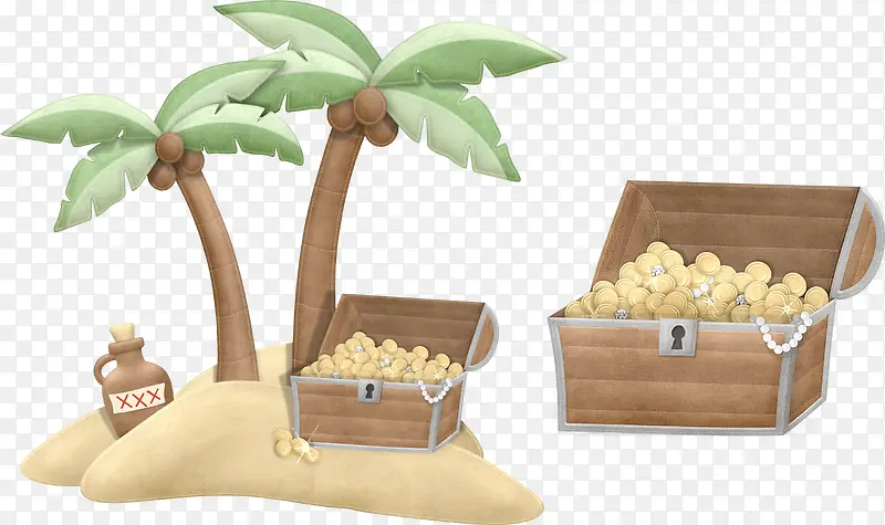 卡通沙滩植物椰子树金元宝