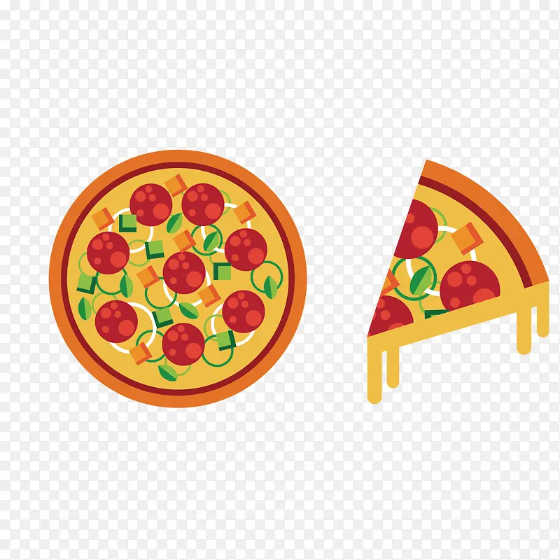 卡通美食披萨矢量图