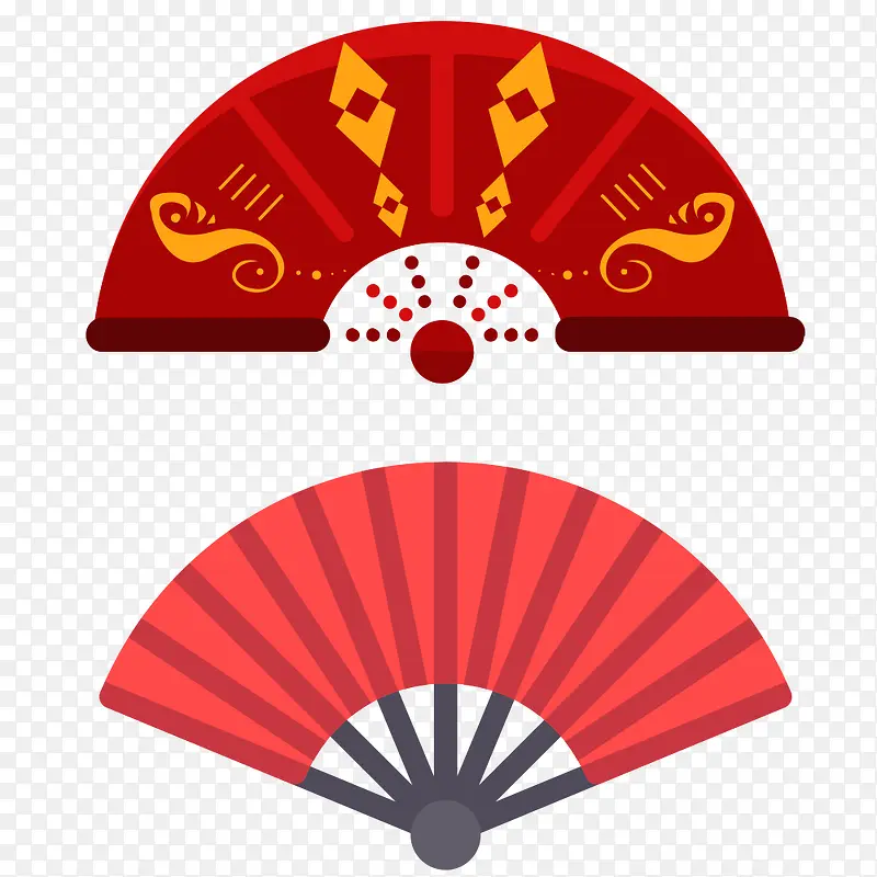 红色中国风节日扇子装饰