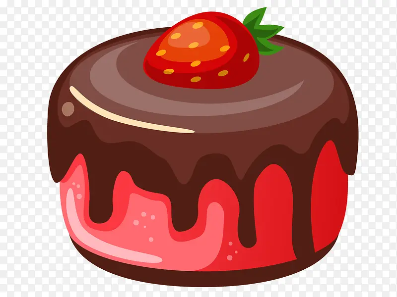 粉红色美味巧克力草莓蛋糕圆形下