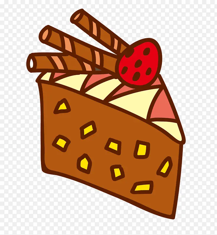 三角形切块手绘蛋糕草莓手绘蛋糕