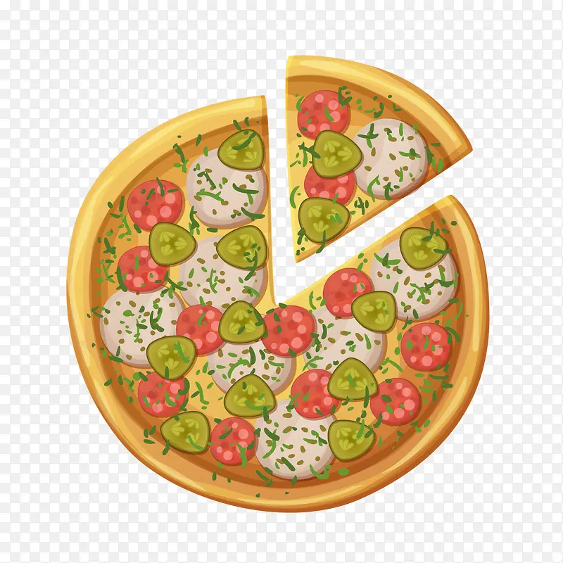 圆形卡通披萨矢量图