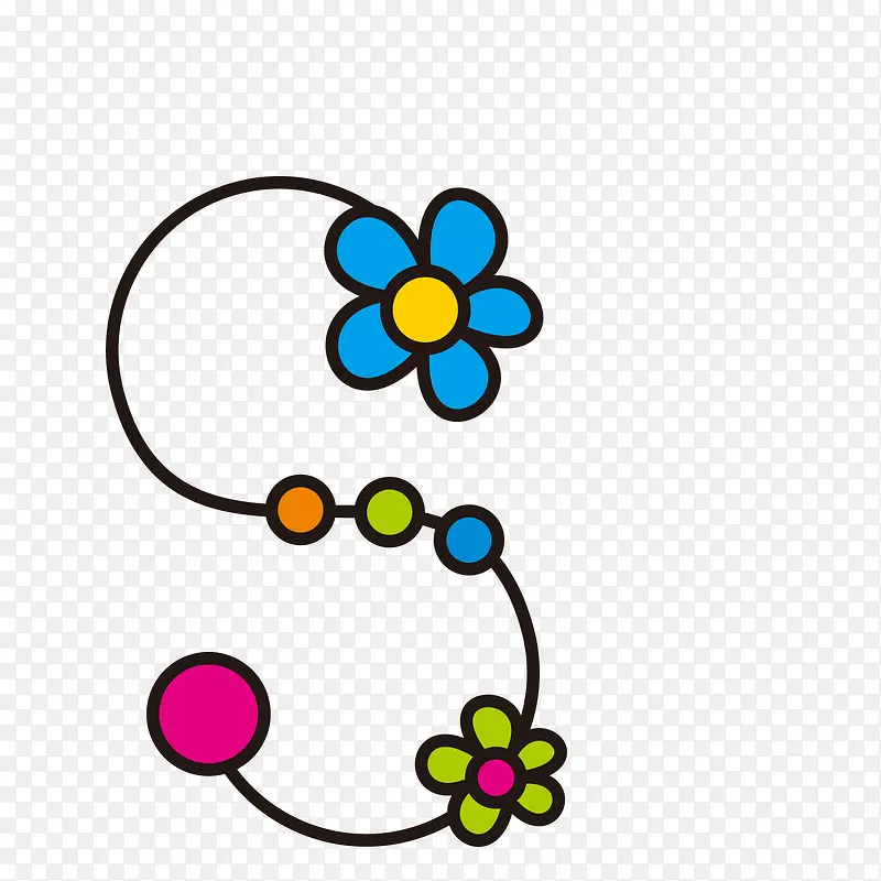 花朵字母设计矢量图S