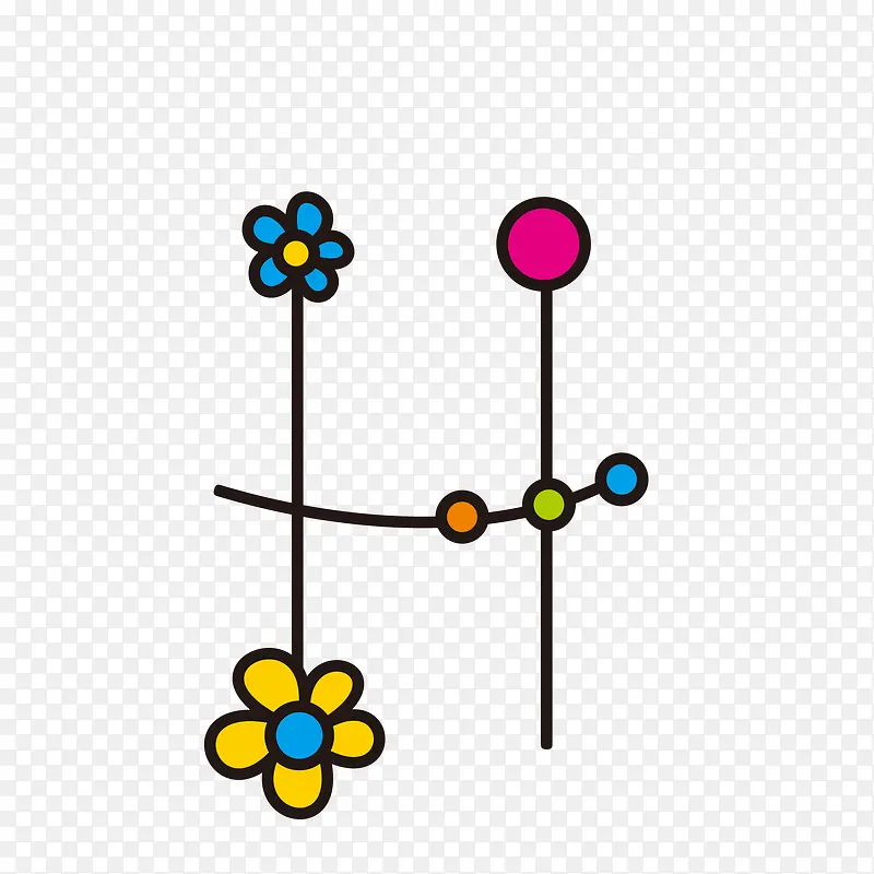 花朵字母设计矢量图H