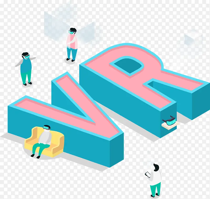 矢量3D扁平化设计全息图立体字
