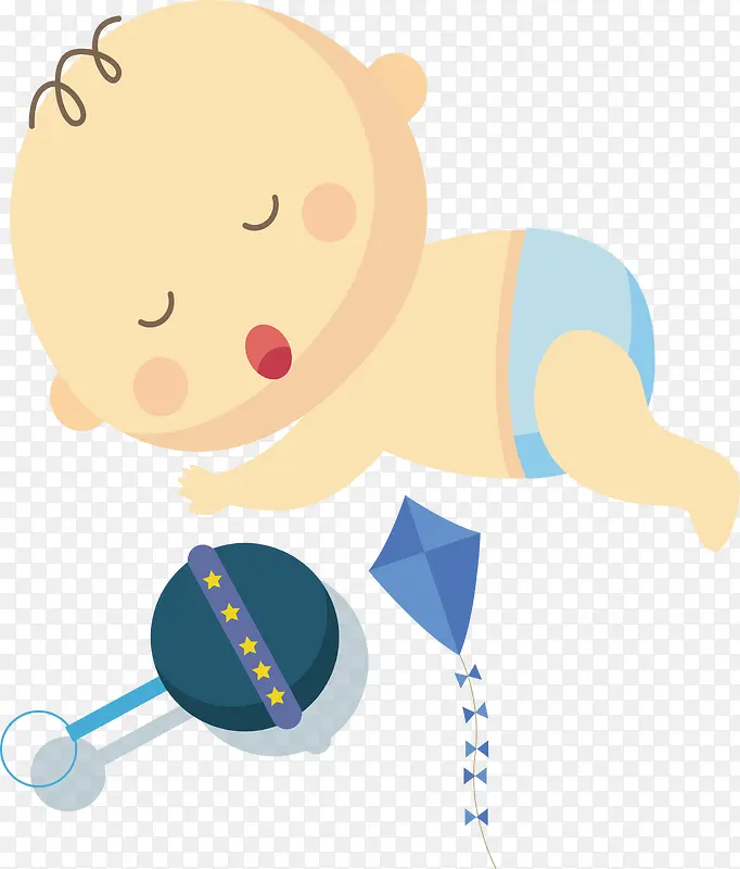 可爱婴儿玩具卡通新生儿童矢量素