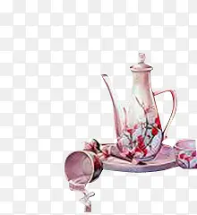粉色花朵瓷瓶茶壶