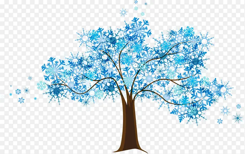 蓝色一树雪花