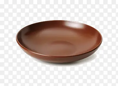 一个棕色的光滑的陶瓷碟子
