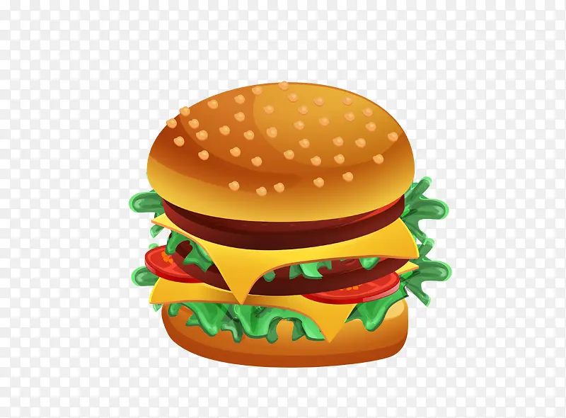 矢量彩色多层汉堡包快餐美食图案