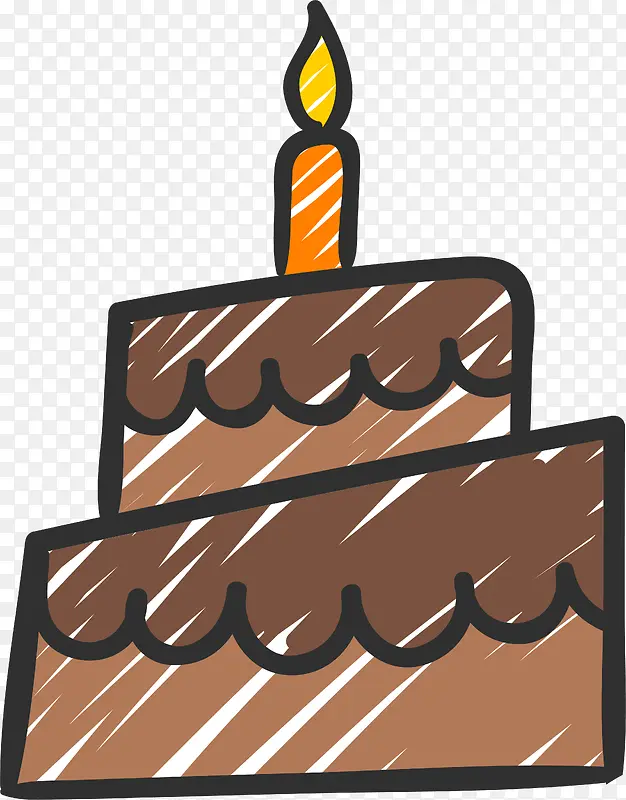 卡通棕色生日蛋糕
