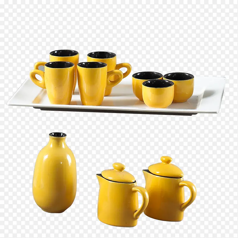 黄色陶瓷茶具