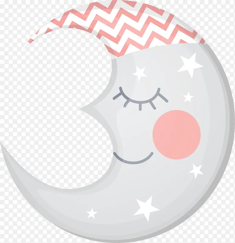 灰色卡通睡觉月亮
