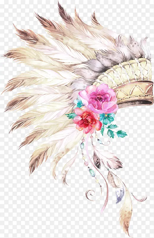 羽毛头冠上的彩色花朵