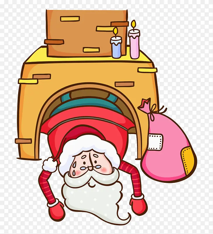 卡通烟囱里的圣诞老人