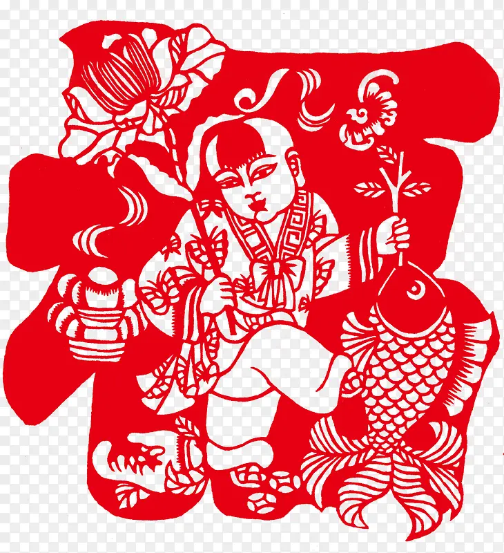 红色福字窗花PNG图片素材下载_图片编号ykaraany-免抠素材网