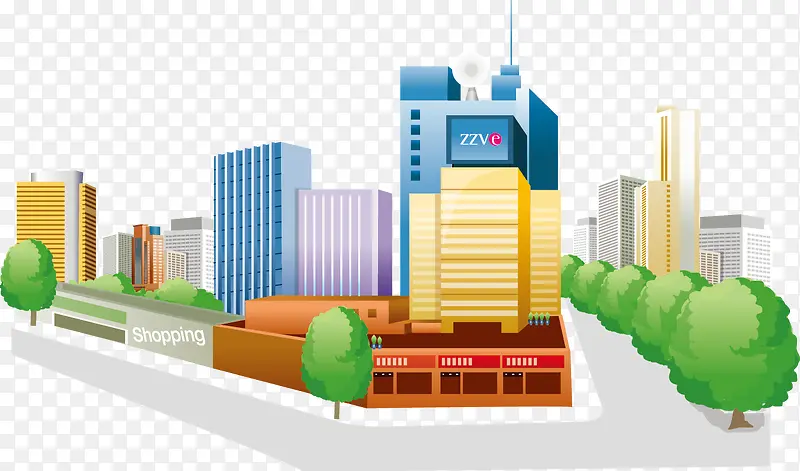 矢量图城市繁华区