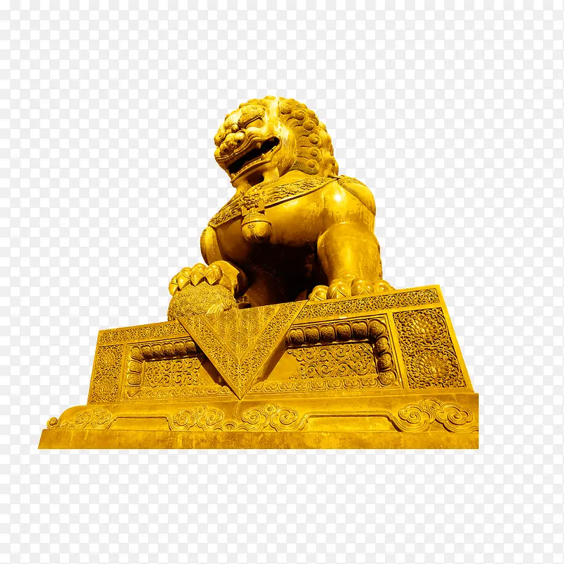 金色石头狮子