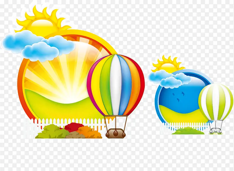 热气球太阳海报背景