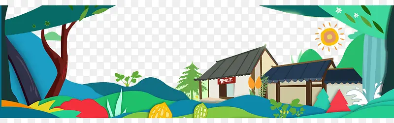 扁平村庄背景