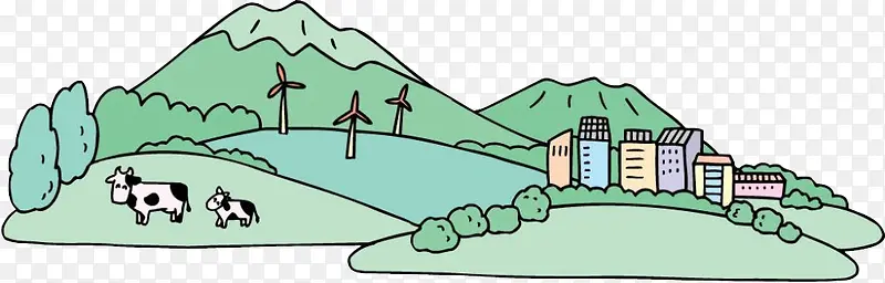 手绘村庄